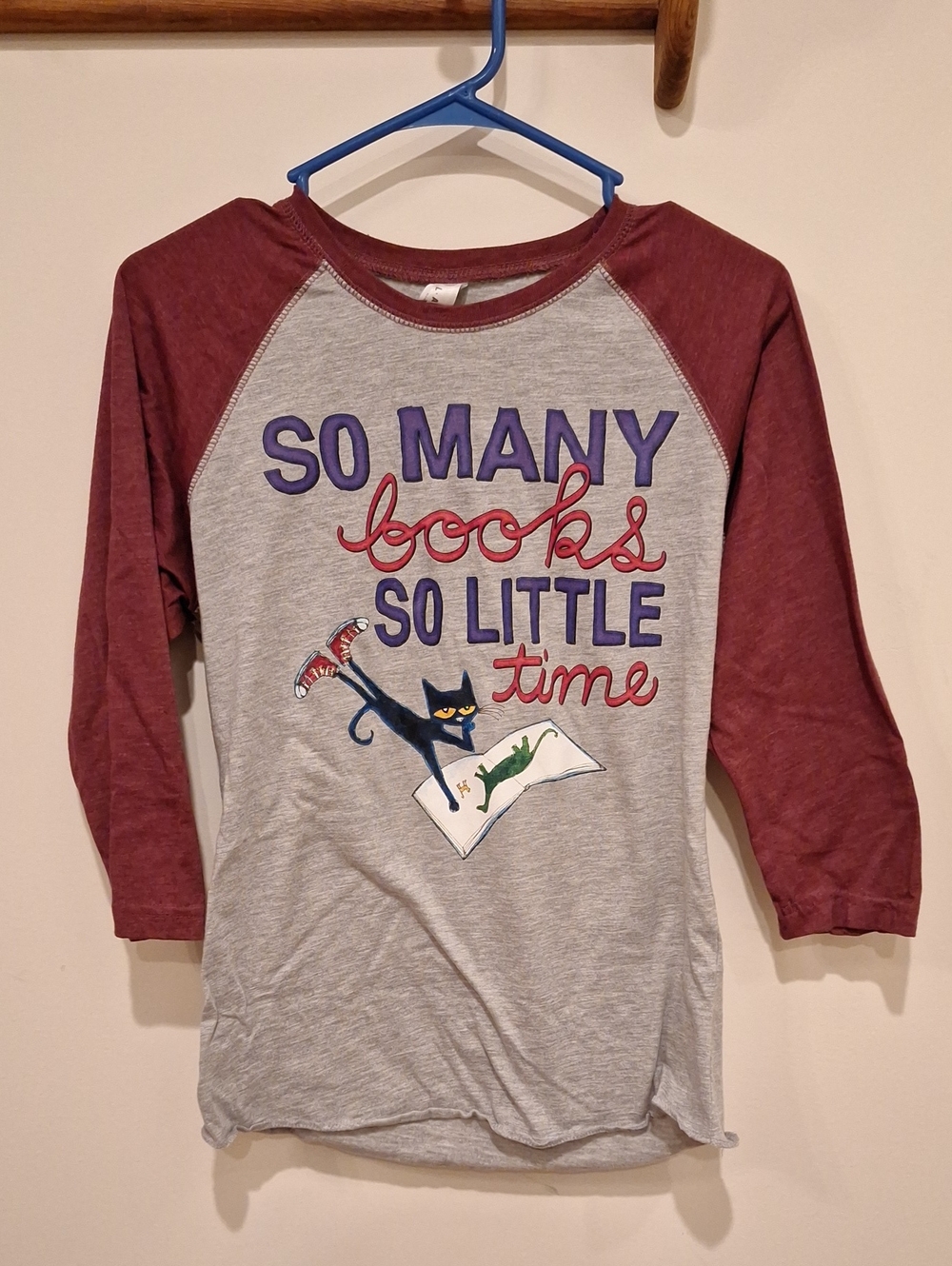 Pete the Cat Reading Baseball Tee